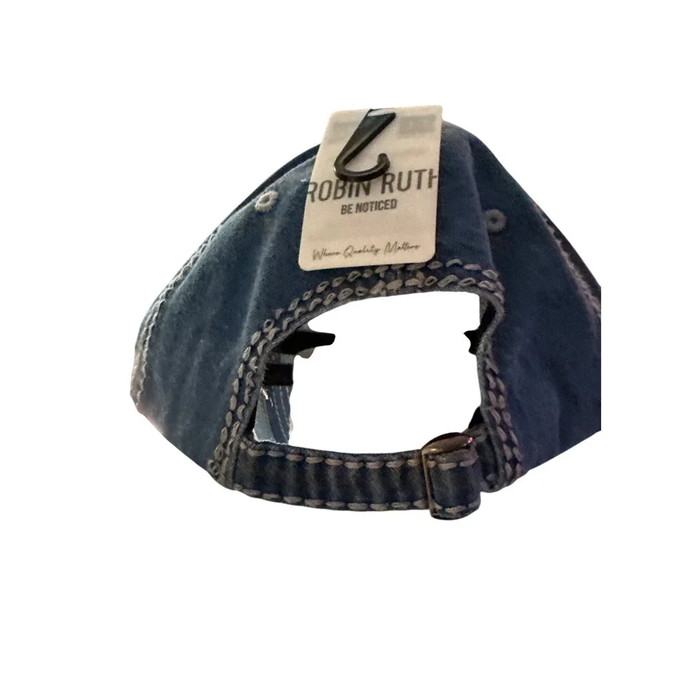 Texas USA Denim‎ Distressed Baseball Cap Adjustable Ladies NWT